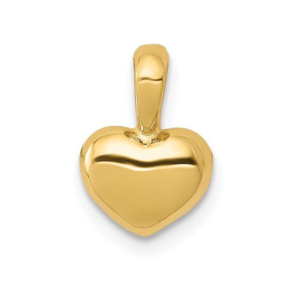 14k Yellow Gold Puffed Heart (6mm) Necklace - 16 Inch